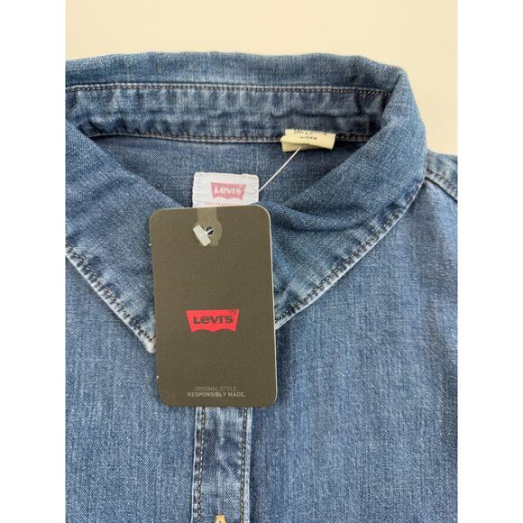 Levi's Women's Odessa Long Sleeve Relaxed Fit Button Up Blue Shirt Size XL - Picture 11 of 14